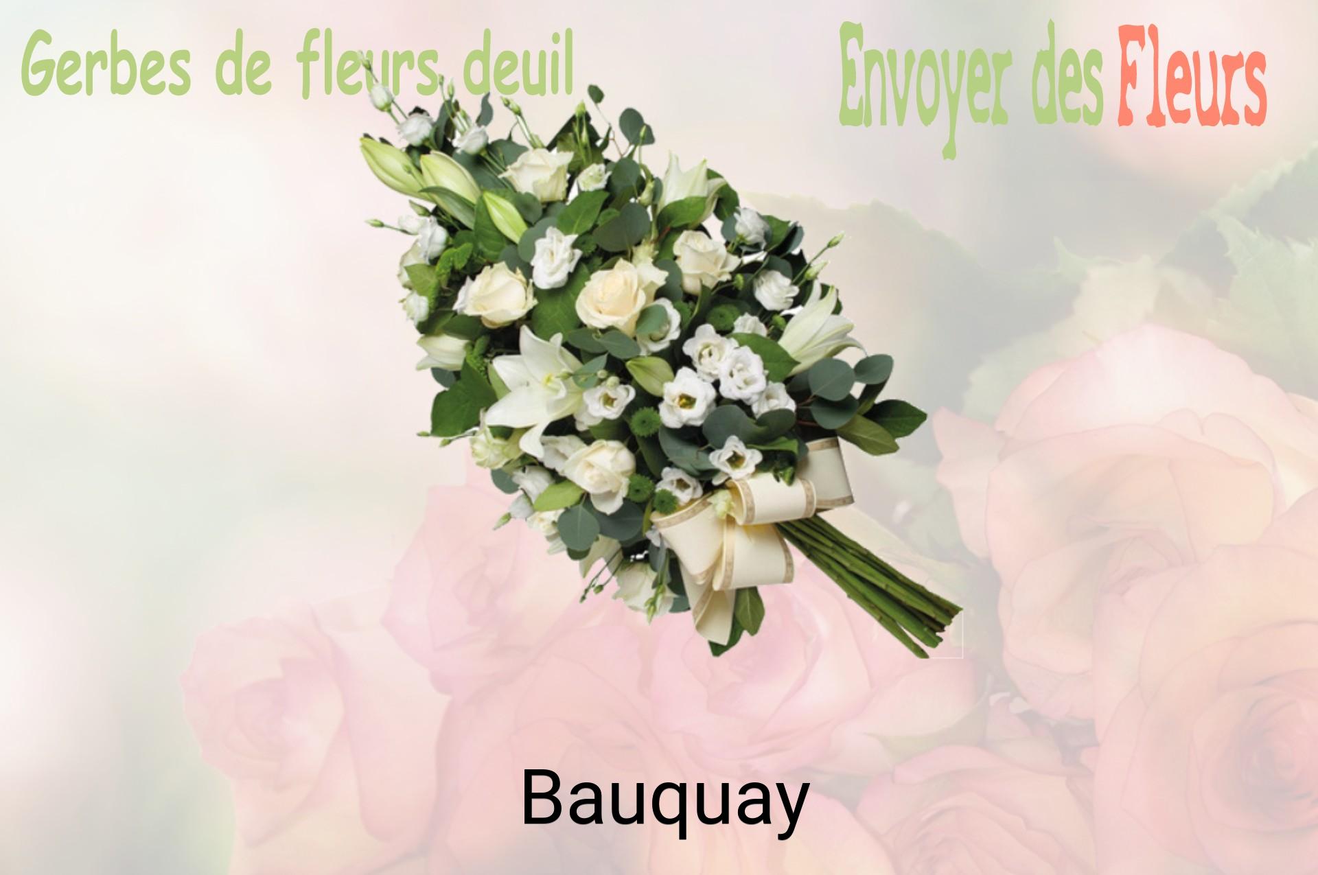 Gerbe de fleurs de deuil livrée à Bauquay